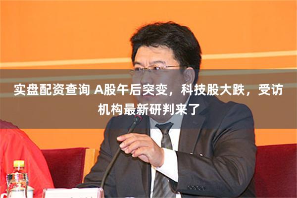 实盘配资查询 A股午后突变，科技股大跌，受访机构最新研判来了
